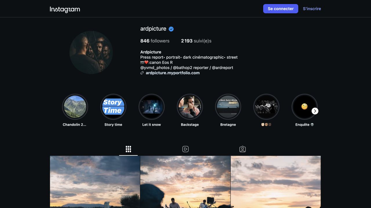 Capture du profil Instagram Ardpicture